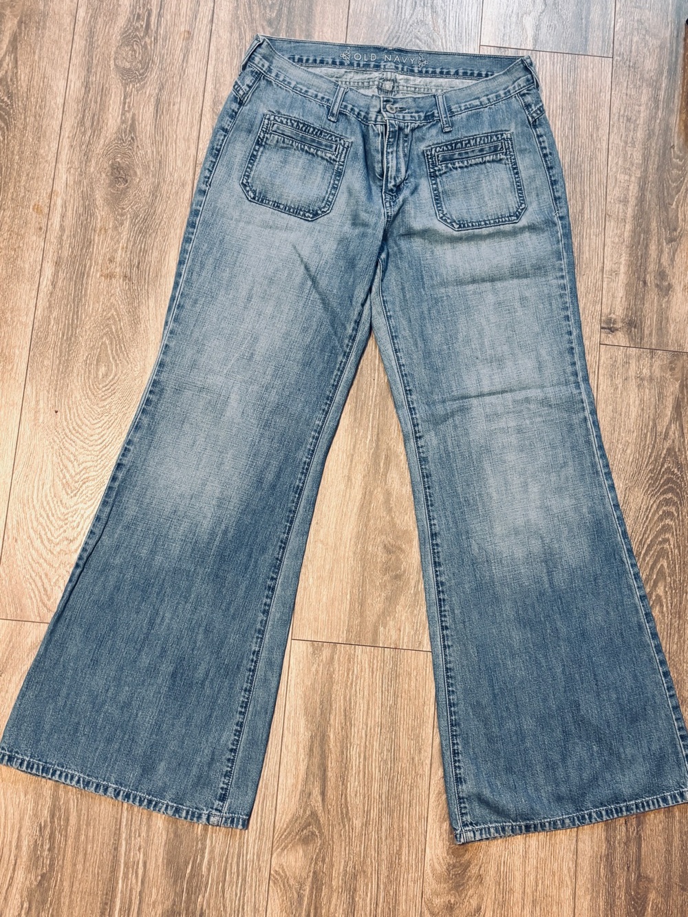 Old Navy Medium Blue Flared Wide-Leg Jeans